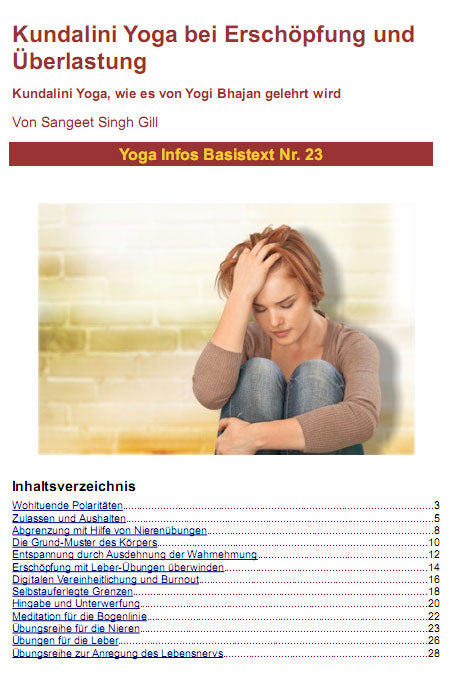 Kundalini Yoga bei Erschöpfung und Überlastung  - PDF-Datei