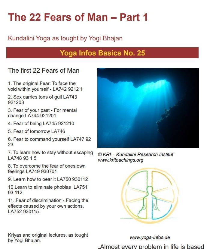 Les 22 peurs de l'homme - Partie 1 - Texte de base du Kundalini Yoga - Fichier PDF