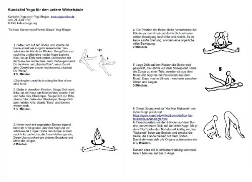 Kundalini Yoga für die untere Wirbelsäule  - Yogareihe/ Kriya - PDF