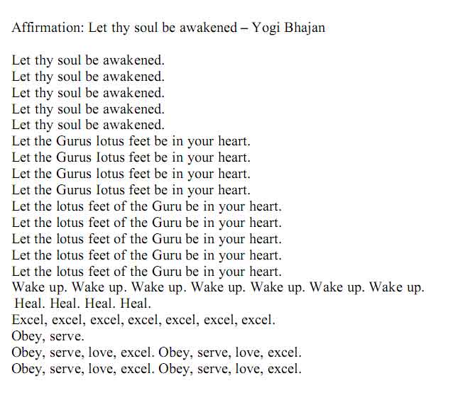 Let Thy Soul Be Awakened - Affirmation by Yogi Bhajan