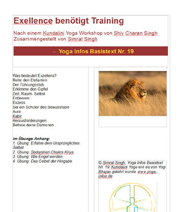 Exzellenz benötigt Training - Kundalini Yoga Basistext - PDF-Datei
